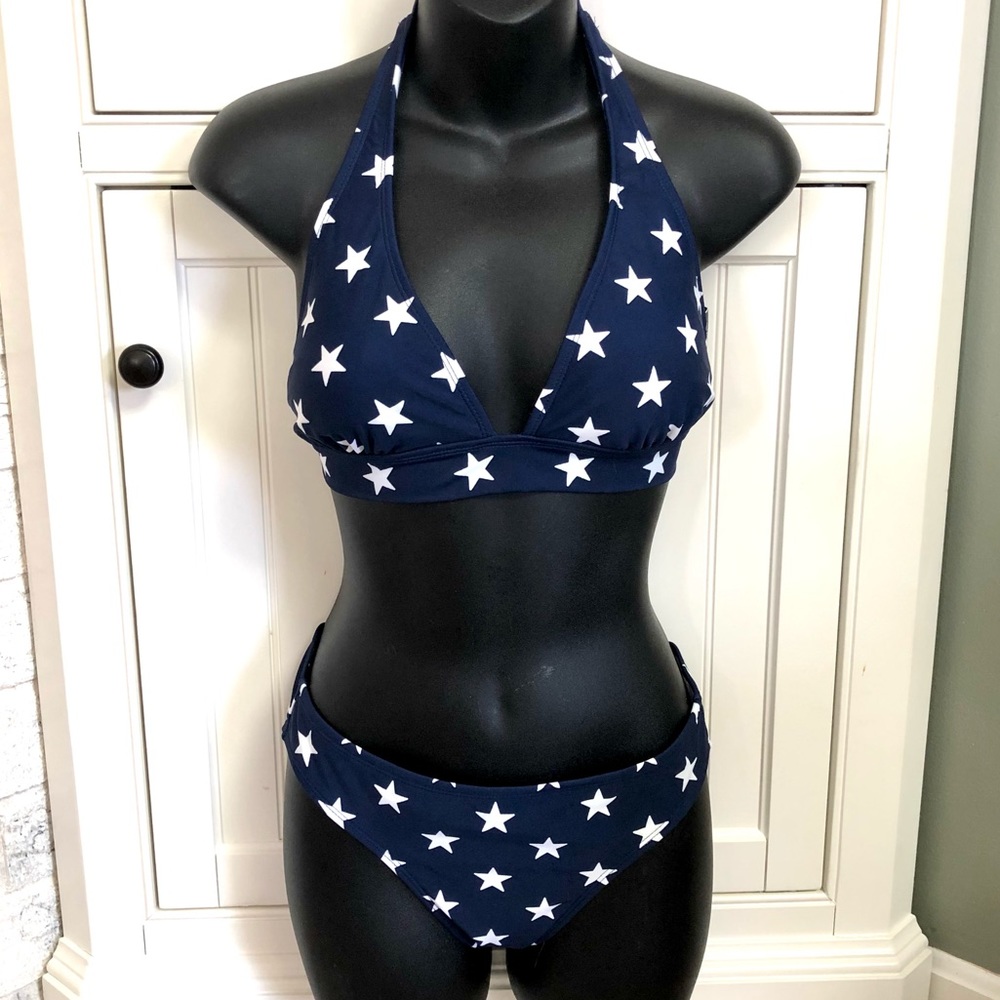 Patriotic Blue w/ White Stars Bikini Juniors S 3-5